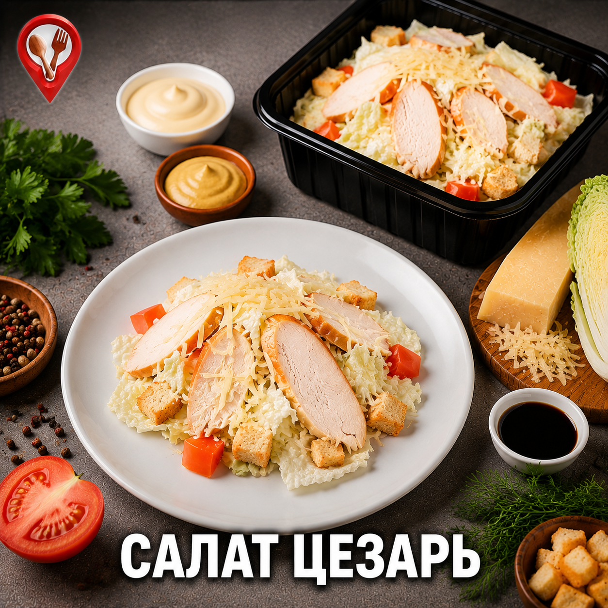 Салат «Цезарь» с курицей